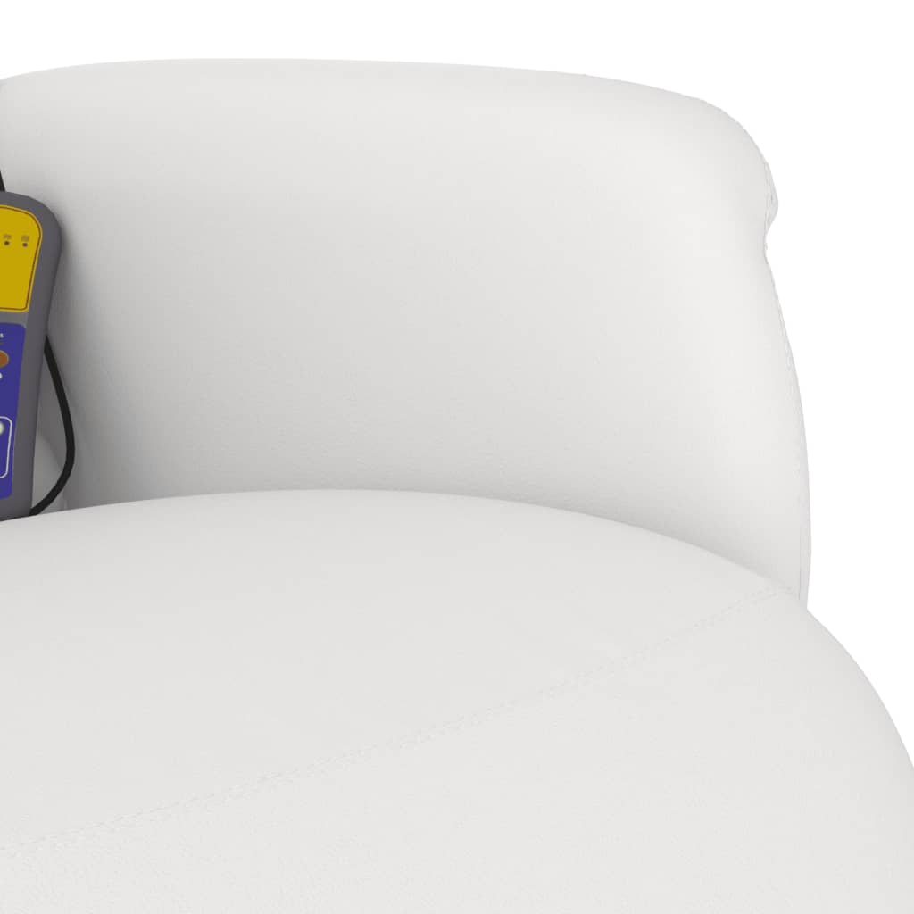 vidaXL Πολυθρόνα Μασάζ Ανακλινόμενη με Υποπόδιο Λευκή Συνθετικό Δέρμα