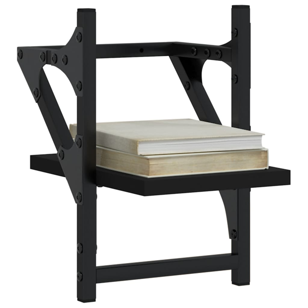 vidaXL Ράφια Τοίχου με Μπάρα 2 τεμ. Μαύρα 20 x 25 x 30 εκ.