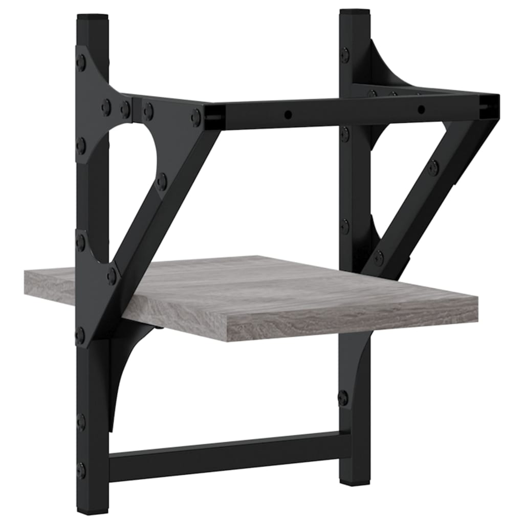 vidaXL Ράφια Τοίχου με Μπάρα 2 τεμ. Γκρι Sonoma 20x25x30 εκ.