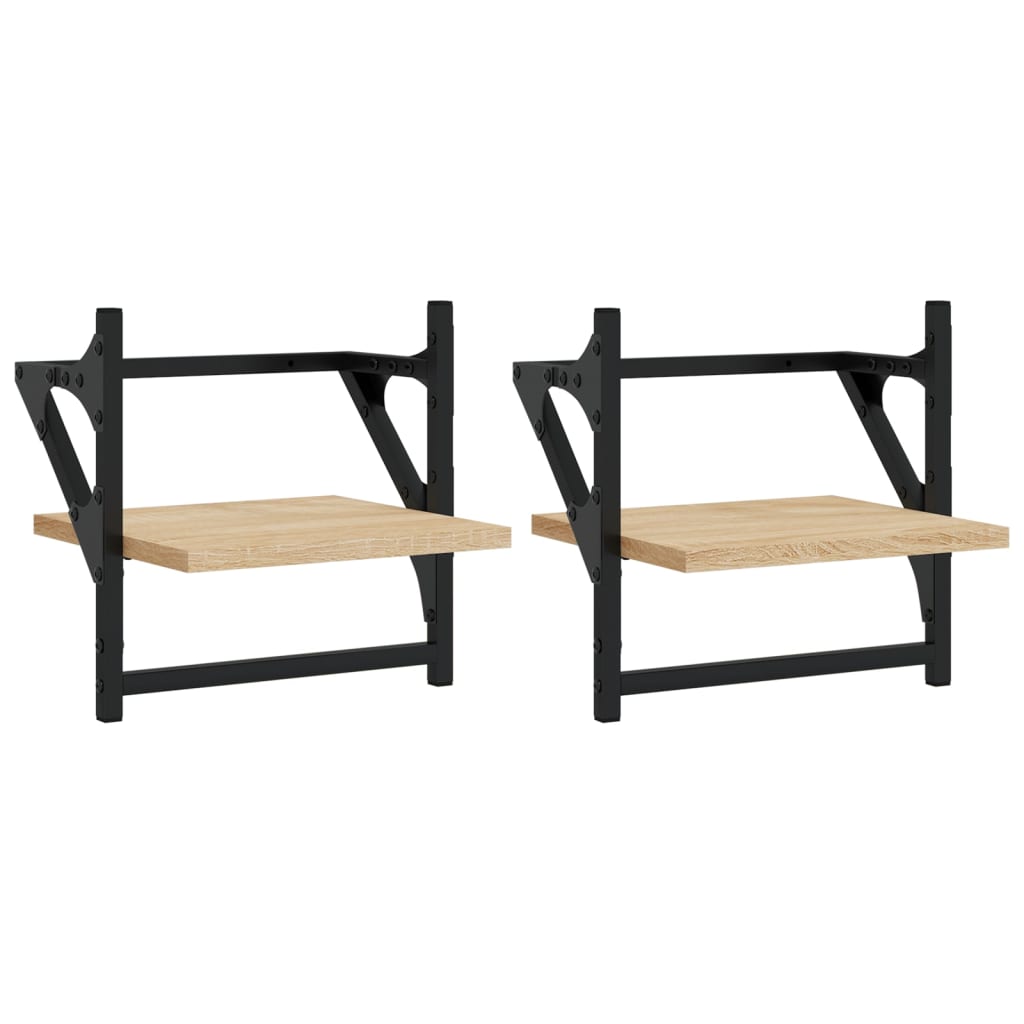 vidaXL Ράφια Τοίχου με Μπάρα 2 τεμ. Sonoma Δρυς 30x25x30 εκ.