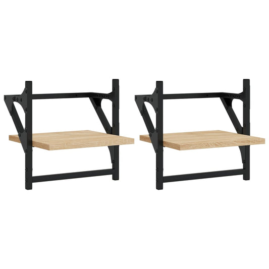 vidaXL Ράφια Τοίχου με Μπάρα 2 τεμ. Sonoma Δρυς 30x25x30 εκ.
