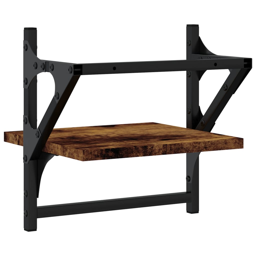 vidaXL Ράφια Τοίχου με Μπάρα 2 τεμ. Καπνιστή Δρυς 30x25x30 εκ.