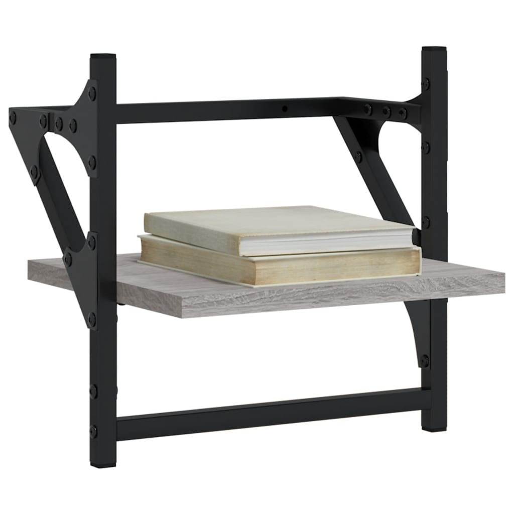 vidaXL Ράφια Τοίχου με Μπάρα 2 τεμ. Γκρι Sonoma 30x25x30 εκ.