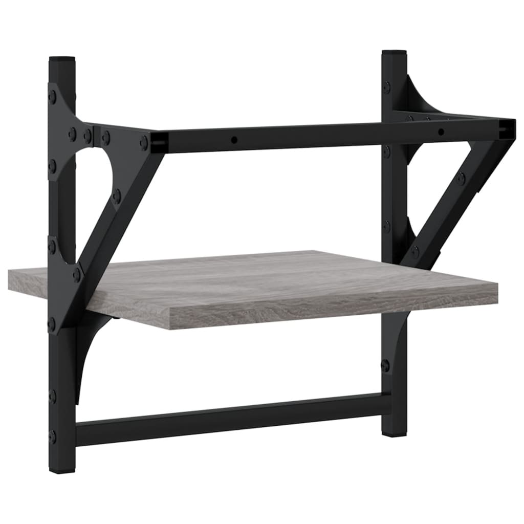 vidaXL Ράφια Τοίχου με Μπάρα 2 τεμ. Γκρι Sonoma 30x25x30 εκ.