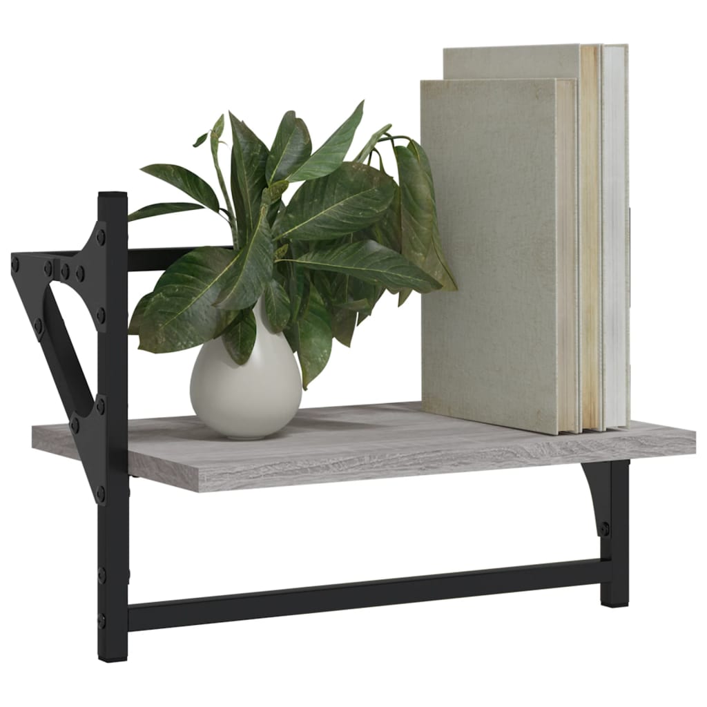 vidaXL Ράφια Τοίχου με Μπάρα 2 τεμ. Γκρι Sonoma 40x25x30 εκ.