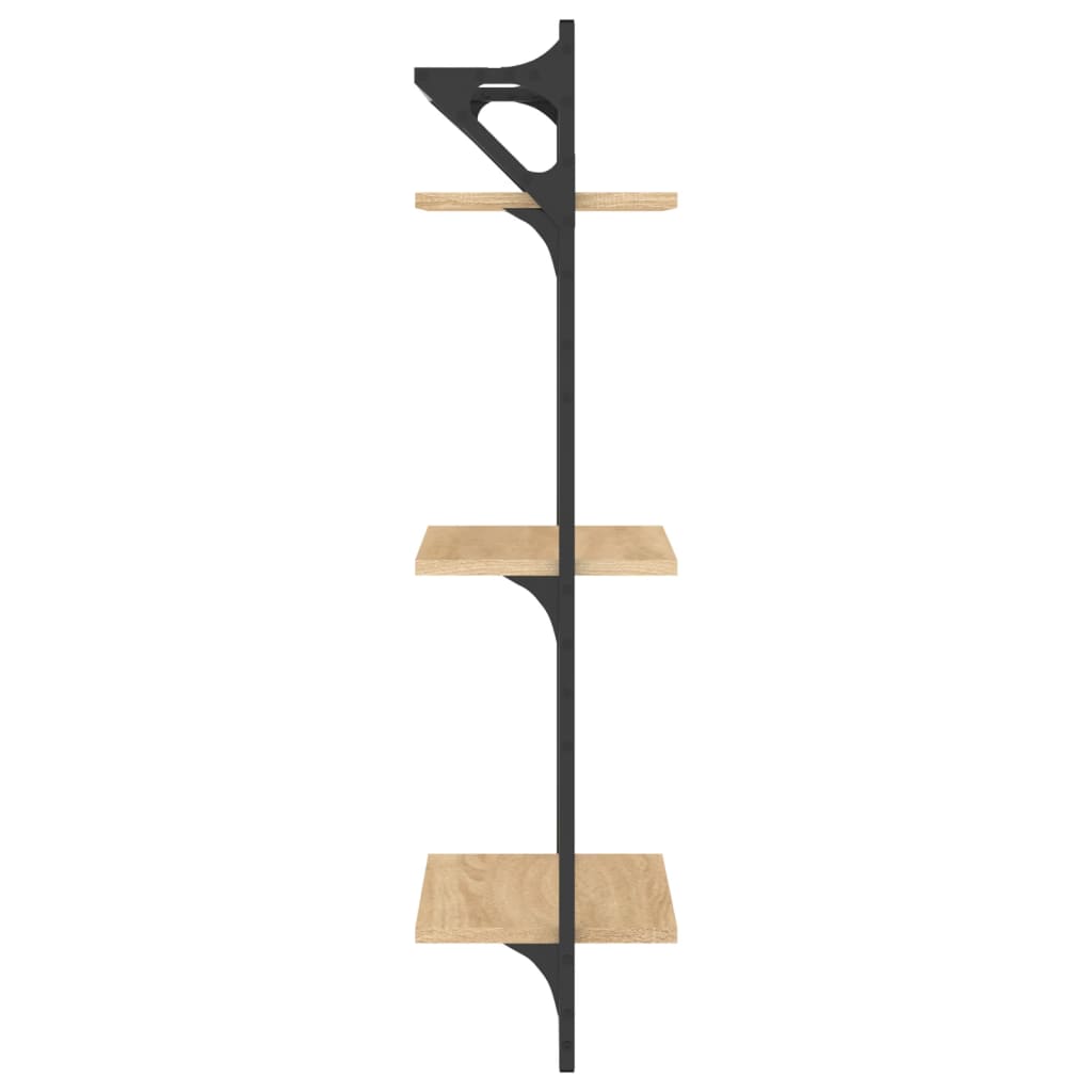 vidaXL Ράφια Τοίχου 3 Επιπέδων με Μπάρα 2 τεμ Sonoma Δρυς 30x25x100 εκ