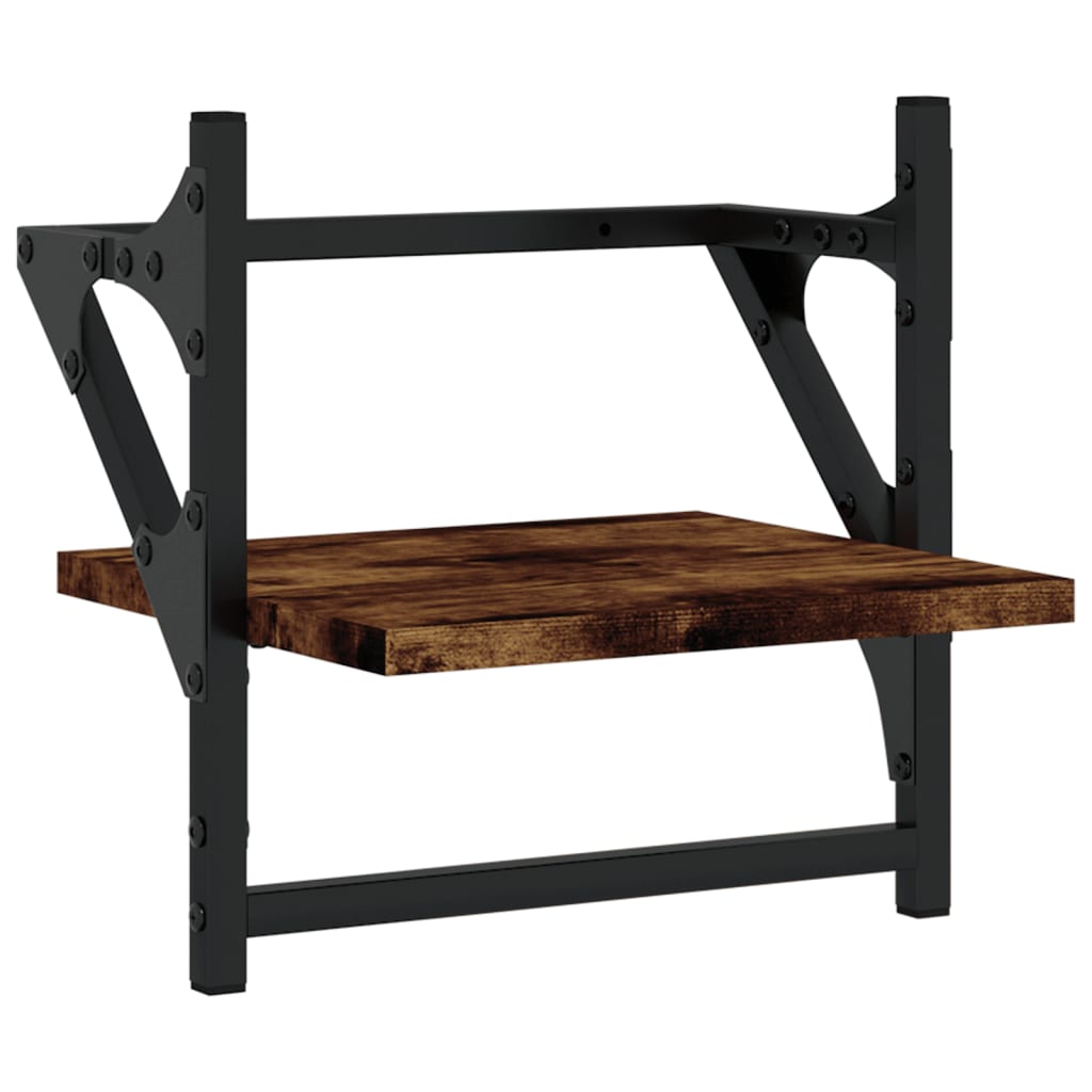 vidaXL Ράφια Τοίχου Σετ 6 τεμ. με Μπάρες Καπνιστή Δρυς Επεξεργ. ξύλο