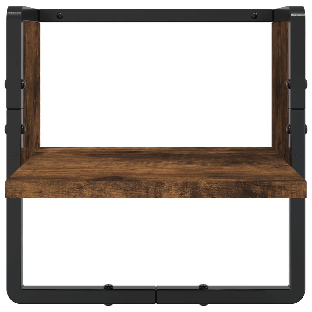 vidaXL Ράφια Τοίχου Σετ 4 τεμ. με Μπάρες Καπνιστή Δρυς Επεξεργ. ξύλο