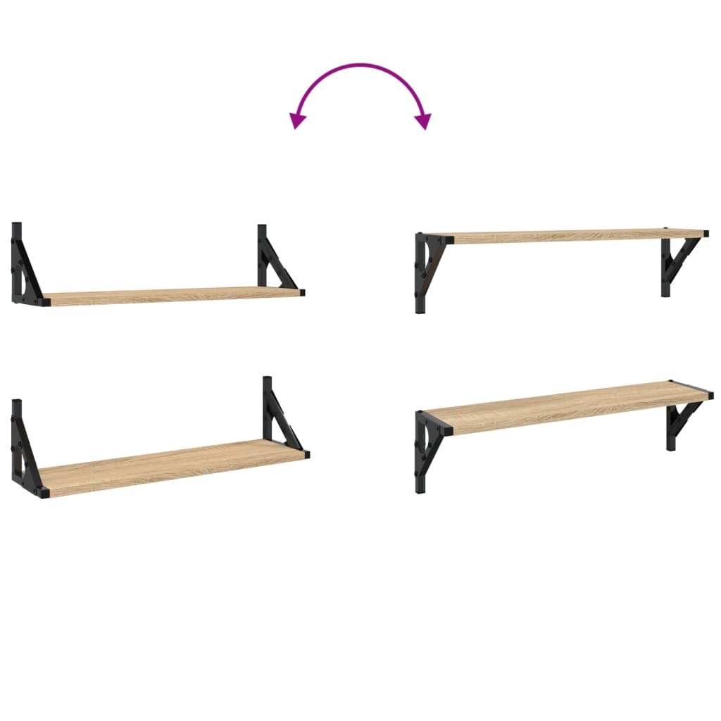 vidaXL Ράφια Τοίχου 2 τεμ. Sonoma Δρυς 60 x 15 x 15,5 εκ.