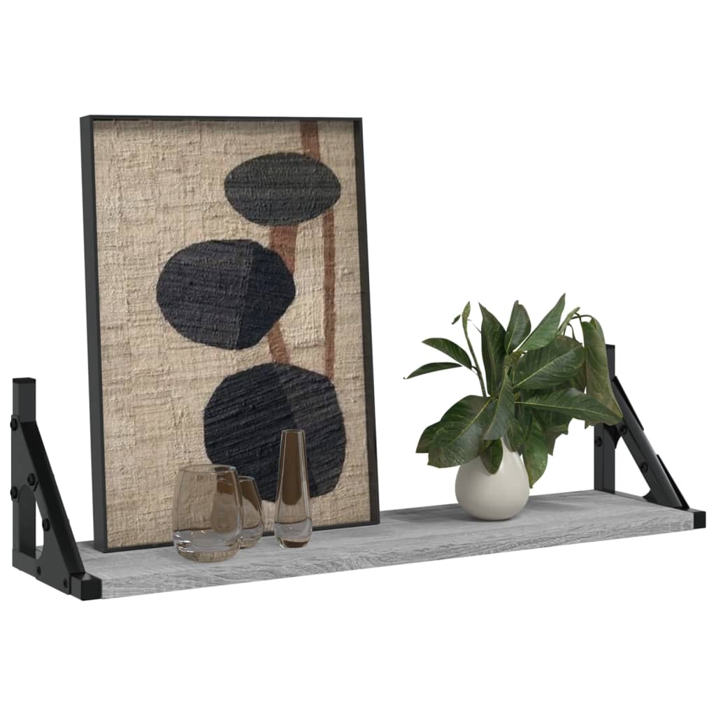 vidaXL Ράφια Τοίχου 2 τεμ. Γκρι Sonoma 60 x 15 x 15,5 εκ.