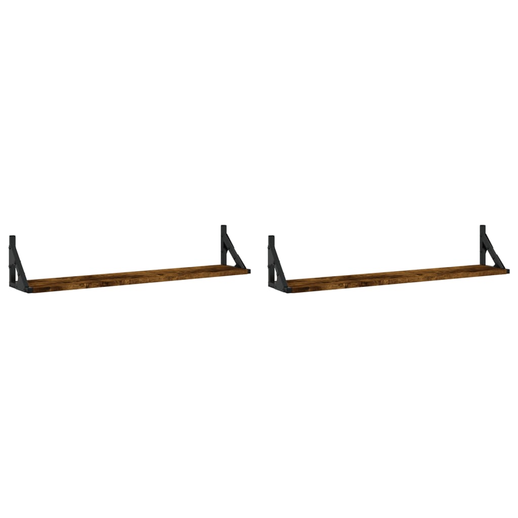 vidaXL Ραφιέρες Τοίχου 2 τεμ. Καπνιστή Δρυς 80x15x15,5 εκ. Επεξ. Ξύλο