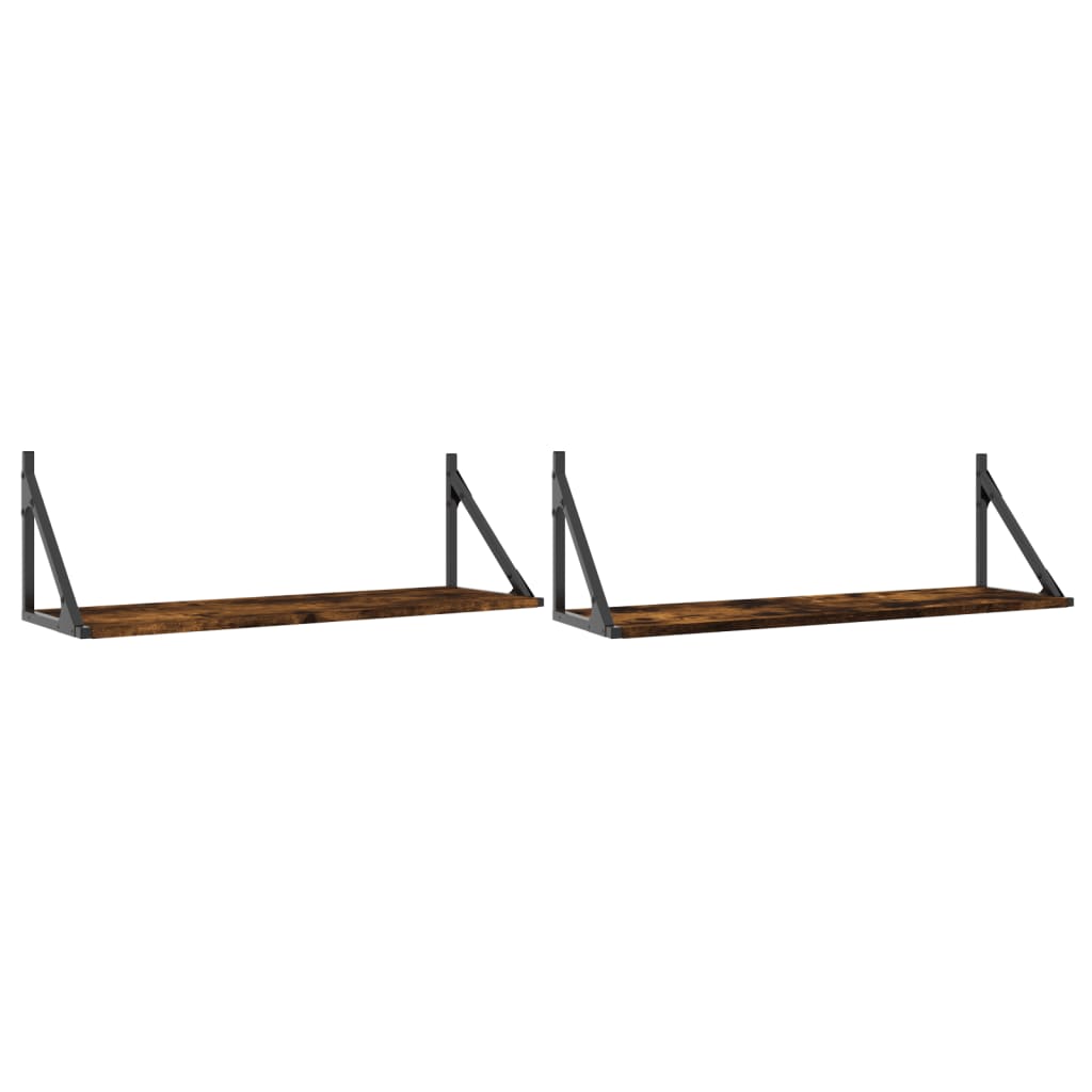 vidaXL Ραφιέρες Τοίχου 2 τεμ. Καπνιστή Δρυς 80x25x25,5 εκ. Επεξ. Ξύλο