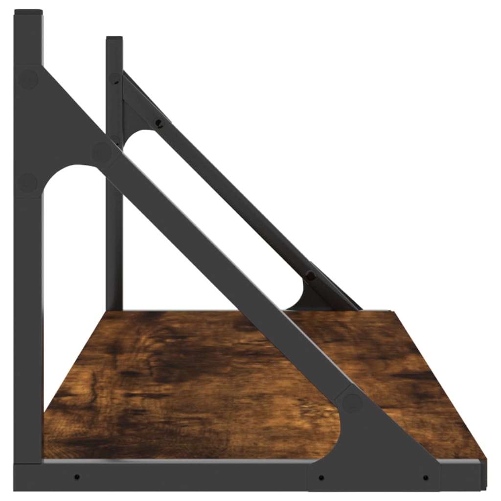 vidaXL Ραφιέρες Τοίχου 2 τεμ. Καπνιστή Δρυς 80x25x25,5 εκ. Επεξ. Ξύλο