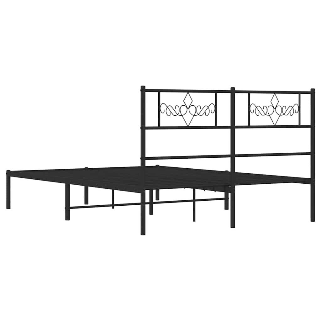 vidaXL Πλαίσιο Κρεβατιού με Κεφαλάρι Μαύρο 150 x 200 εκ. Μεταλλικό