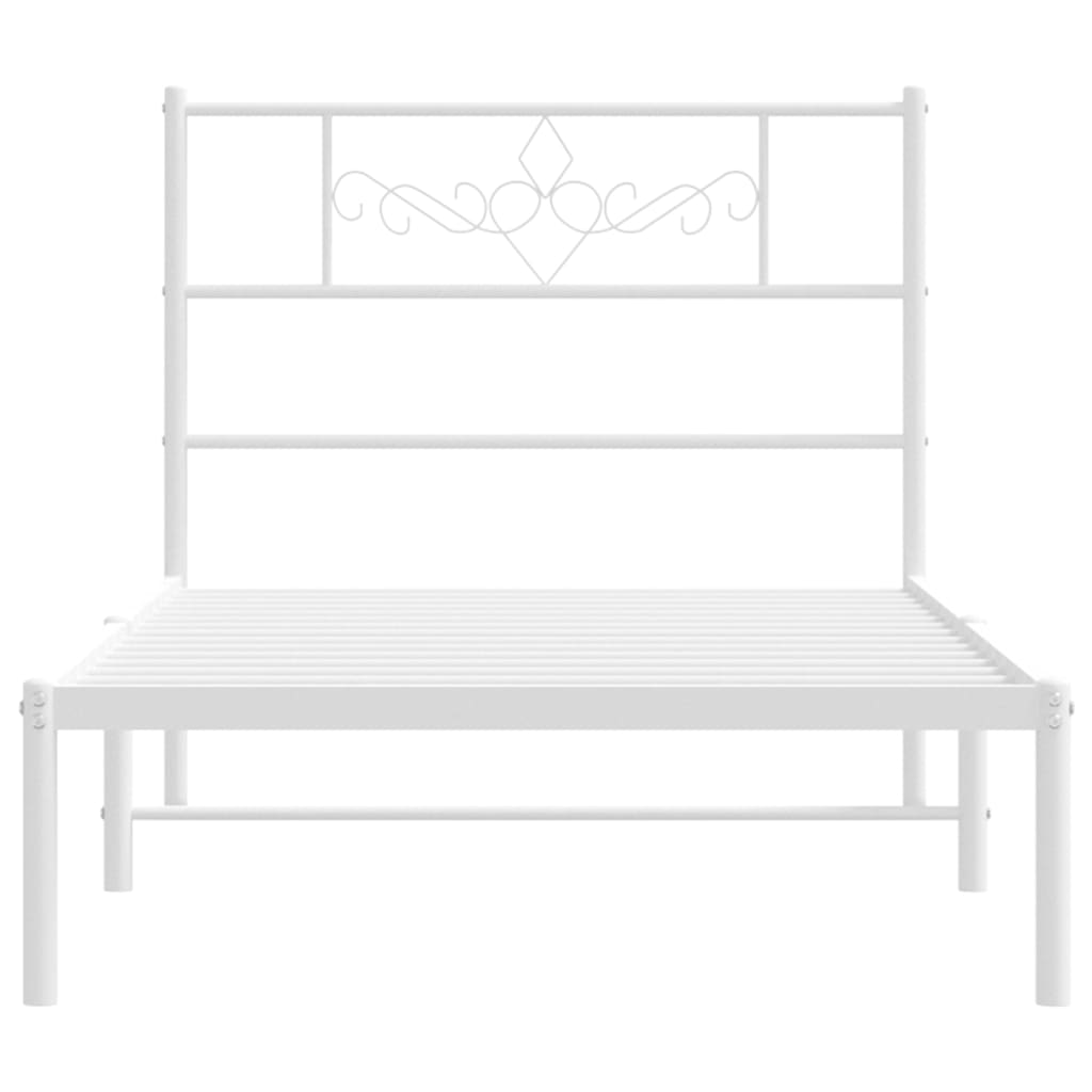 vidaXL Πλαίσιο Κρεβατιού Χωρ. Στρώμα&Κεφαλάρι Λευκό 75x190 εκ. Μέταλλο