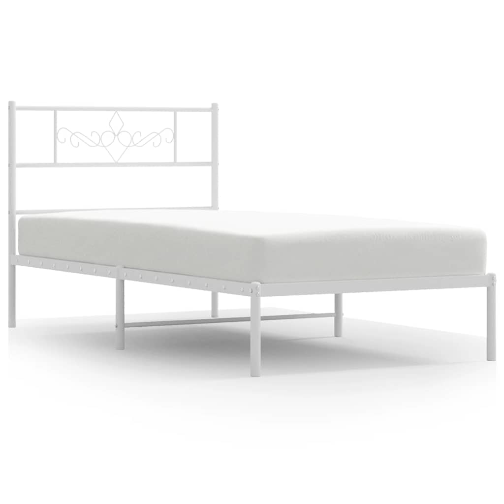 vidaXL Πλαίσιο Κρεβατιού με Κεφαλάρι Λευκό 100 x 200 εκ. Μεταλλικό