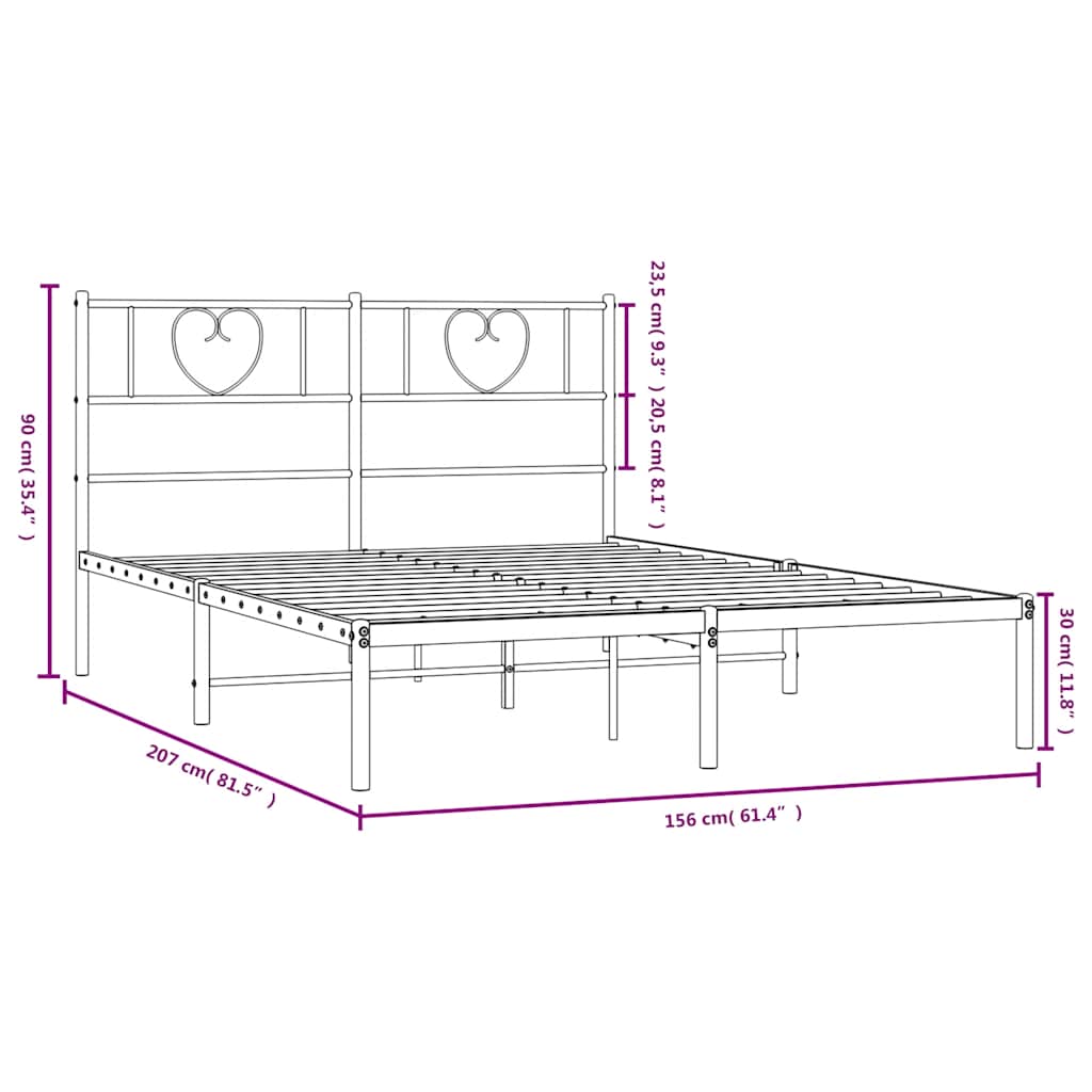 vidaXL Πλαίσιο Κρεβατιού με Κεφαλάρι Λευκό 150 x 200 εκ. Μεταλλικό