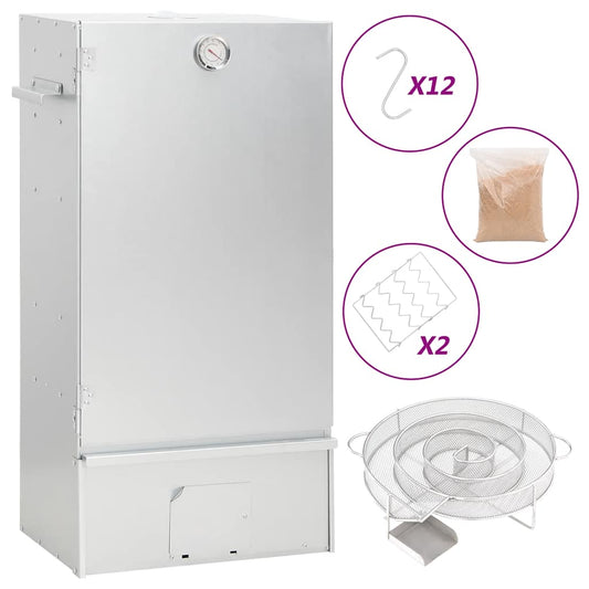 vidaXL Καπνιστήριο Μπάρμπεκιου με Σύστημα Κρύου Καπνού Γαλβαν. Χάλυβας