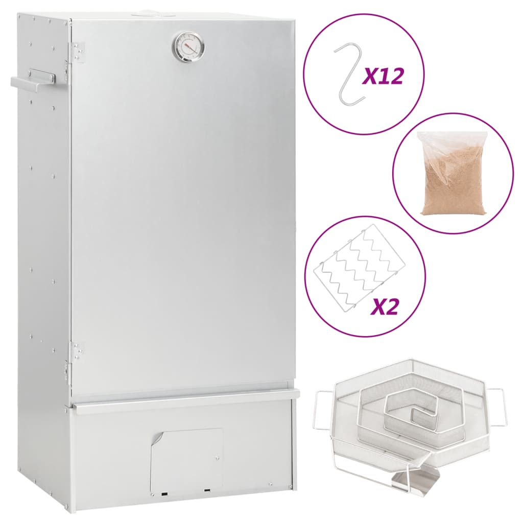 vidaXL Καπνιστήριο Μπάρμπεκιου με Σύστημα Κρύου Καπνού Γαλβαν. Χάλυβας