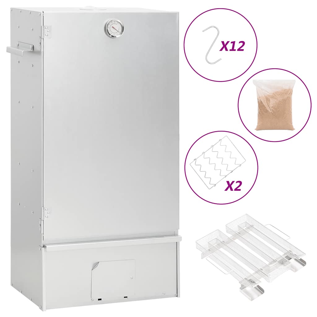 vidaXL Καπνιστήριο Μπάρμπεκιου με Σύστημα Κρύου Καπνού Γαλβαν. Χάλυβας