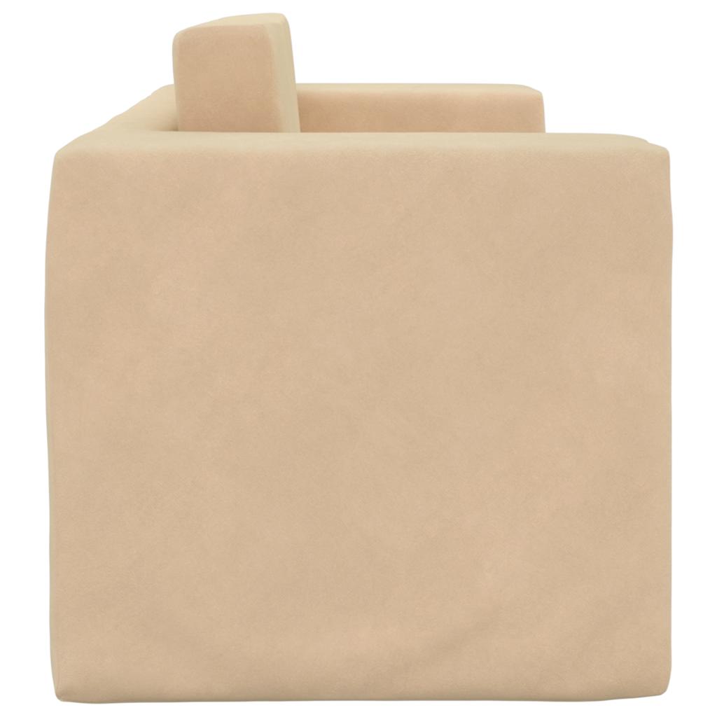 vidaXL Καναπές/Κρεβάτι Παιδικός Διθέσιος Κρεμ Μαλακό Βελουτέ Ύφασμα