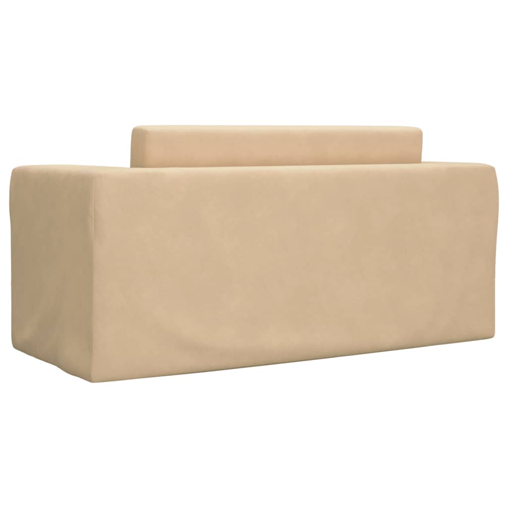vidaXL Καναπές/Κρεβάτι Παιδικός Διθέσιος Κρεμ Μαλακό Βελουτέ Ύφασμα
