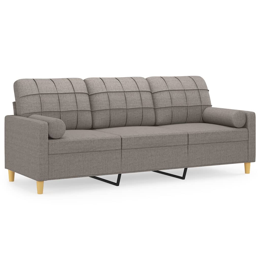 vidaXL Καναπές Τριθέσιος Taupe 180 εκ. Υφασμάτινος με Μαξιλάρια