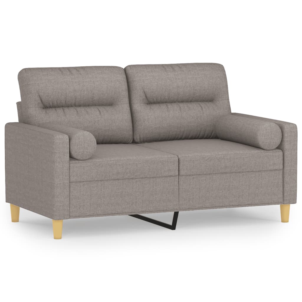 vidaXL Καναπές Διθέσιος Taupe 120 εκ. Υφασμάτινος Διακ. Μαξιλάρια
