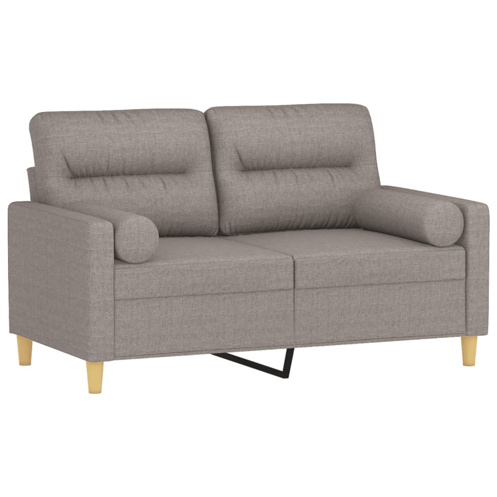 vidaXL Καναπές Διθέσιος Taupe 120 εκ. Υφασμάτινος Διακ. Μαξιλάρια