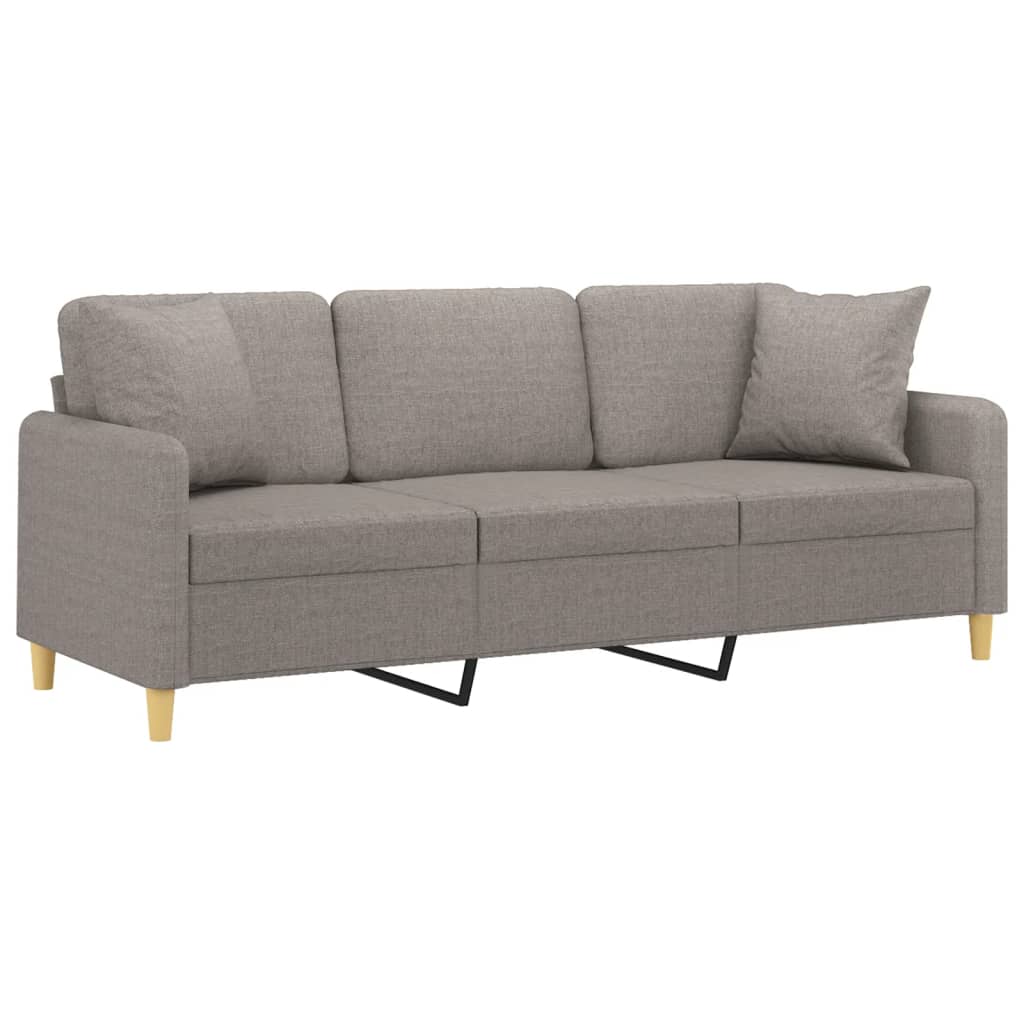 vidaXL Καναπές Τριθέσιος Taupe 180 εκ. Υφασμάτινος με Μαξιλάρια