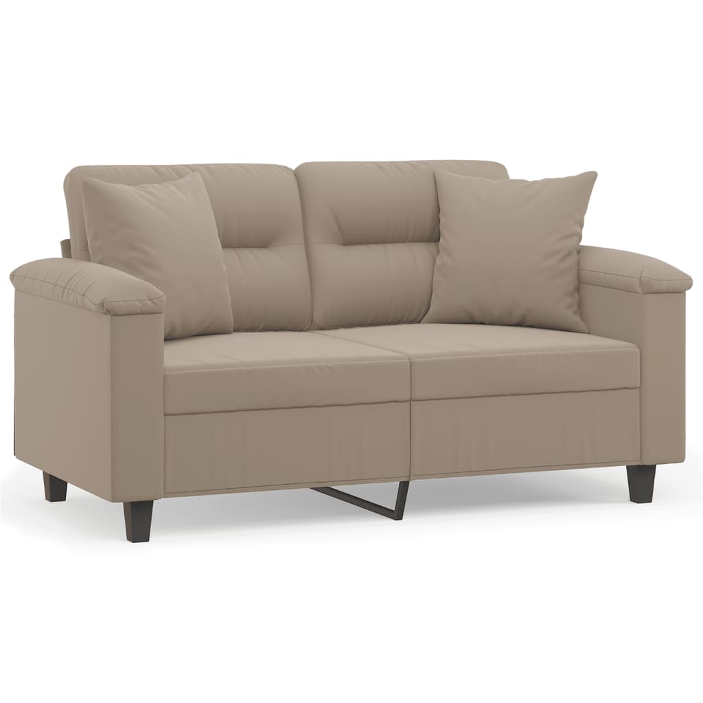 vidaXL Καναπές Διθέσιος Taupe 120 εκ. Ύφασμα Μικροϊνών με Μαξιλάρια