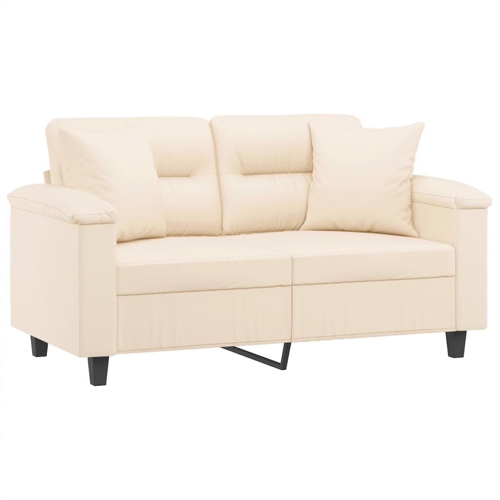 vidaXL Καναπές Διθέσιος Beige 120 εκ. Ύφασμα Μικροϊνών με Μαξιλάρια