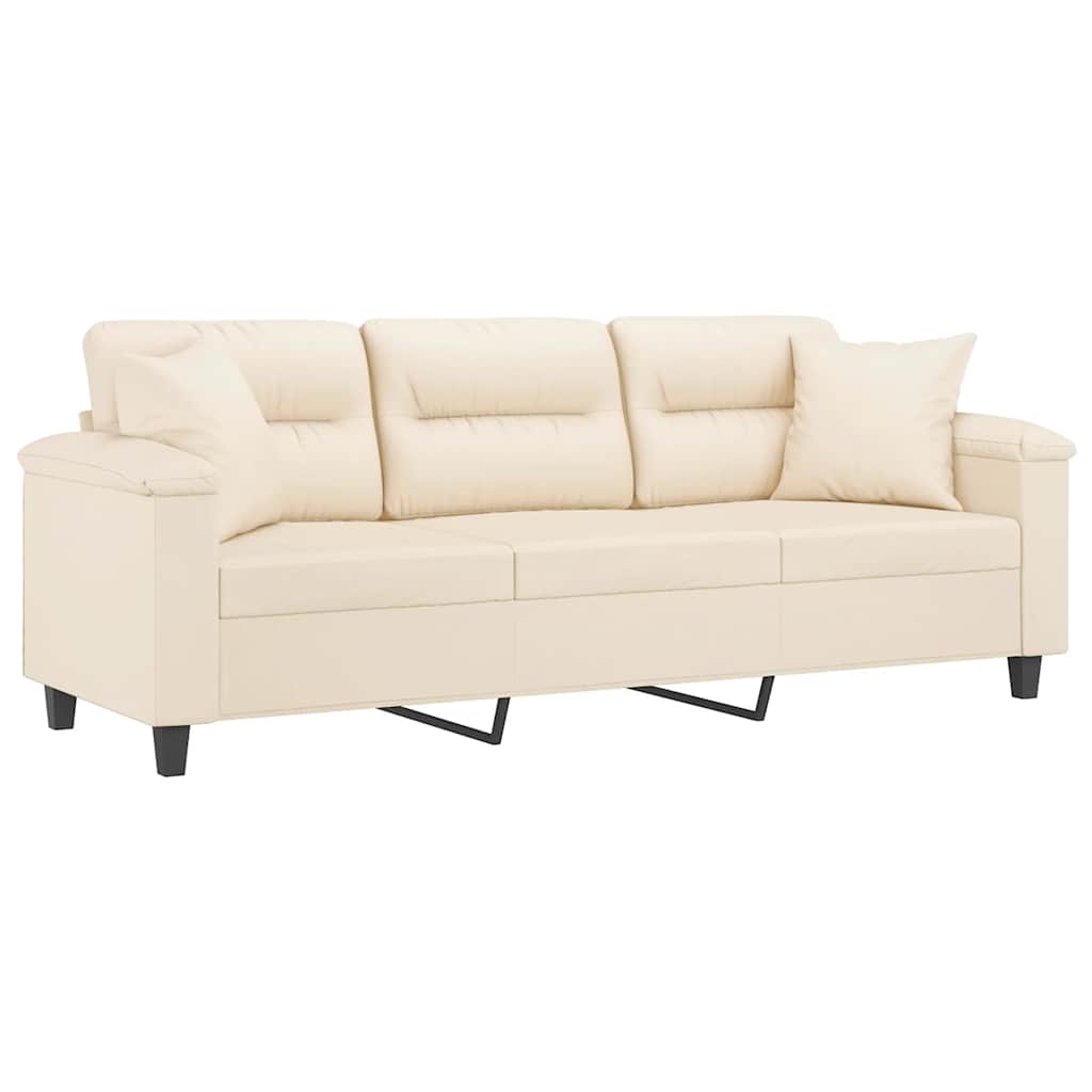 vidaXL Καναπές Τριθέσιος Beige 180 εκ. από Μικροΐνες με Μαξιλάρια