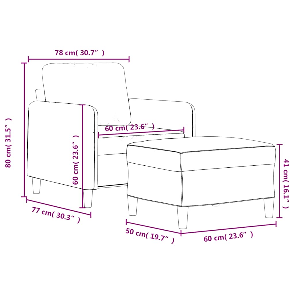 vidaXL Πολυθρόνα Κίτρινη 60 εκ. Βελούδινη με Υποπόδιο