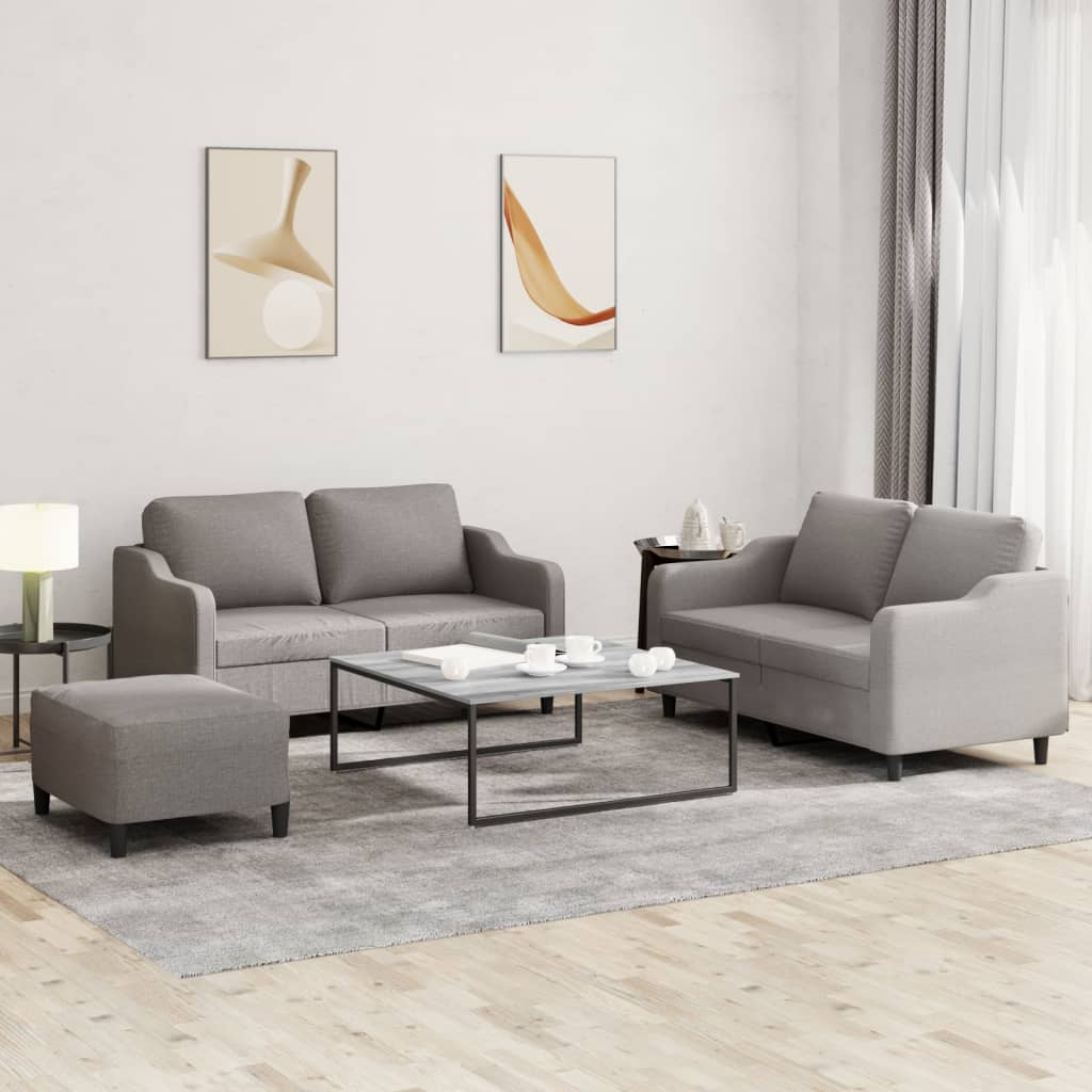 vidaXL Πολυθρόνες Σετ 3 Τεμαχίων Taupe από Ύφασμα με Μαξιλάρια