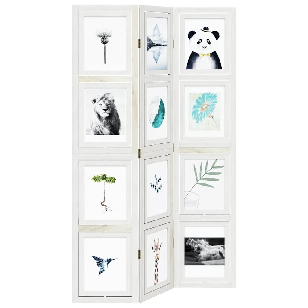 vidaXL Διαχωριστικό Χώρου με 3 Πάνελ Λευκό από Μασίφ Ξύλο Παυλώνιας