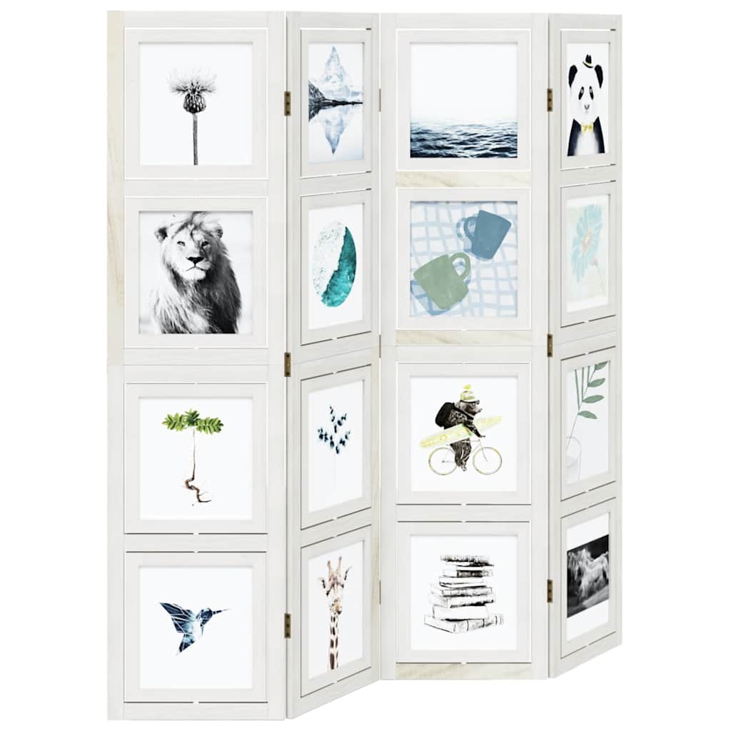 vidaXL Διαχωριστικό Χώρου με 4 Πάνελ Λευκό από Μασίφ Ξύλο Παυλώνιας