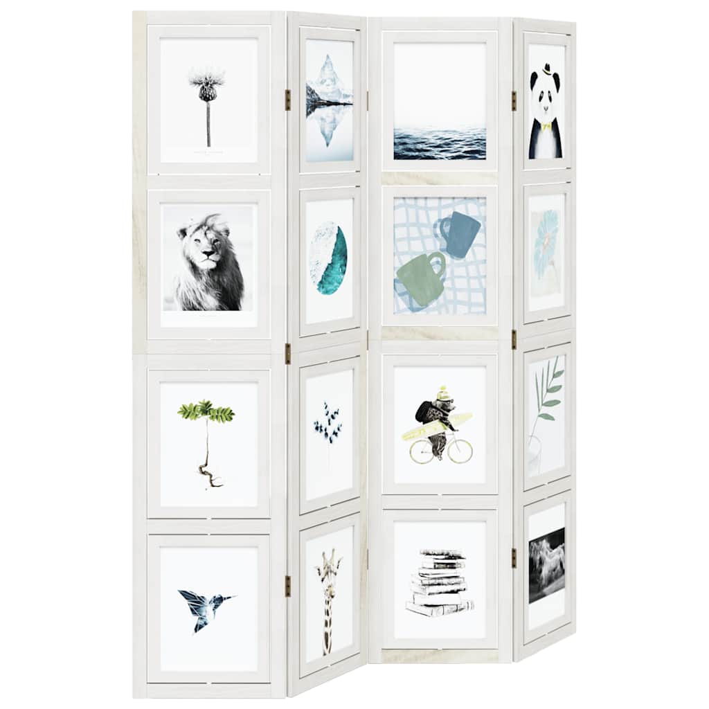 vidaXL Διαχωριστικό Χώρου με 4 Πάνελ Λευκό από Μασίφ Ξύλο Παυλώνιας