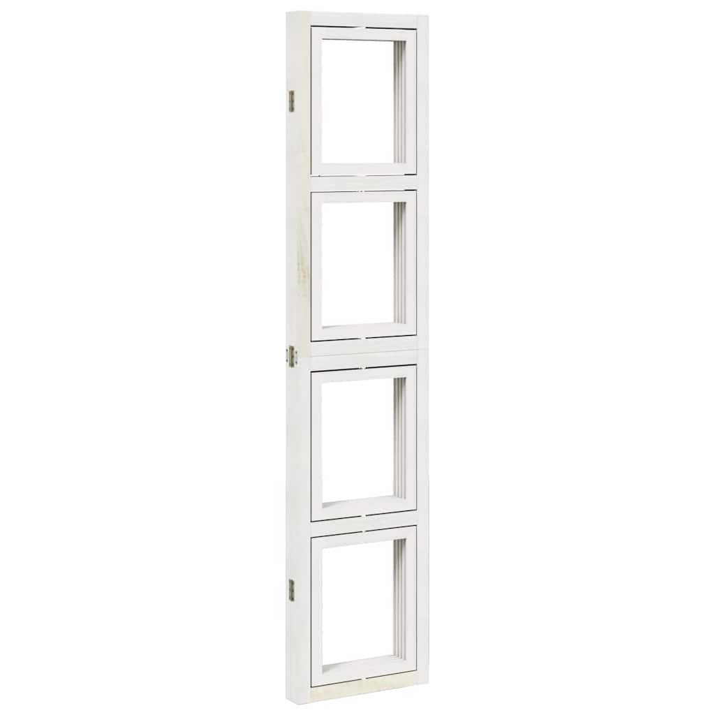 vidaXL Διαχωριστικό Χώρου με 4 Πάνελ Λευκό από Μασίφ Ξύλο Παυλώνιας