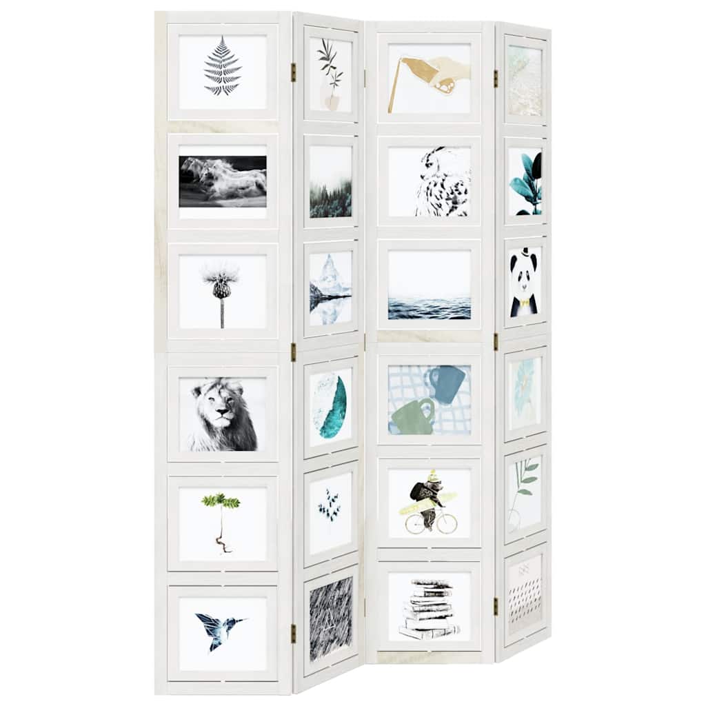 vidaXL Διαχωριστικό Χώρου με 4 Πάνελ Λευκό από Μασίφ Ξύλο Παυλώνιας