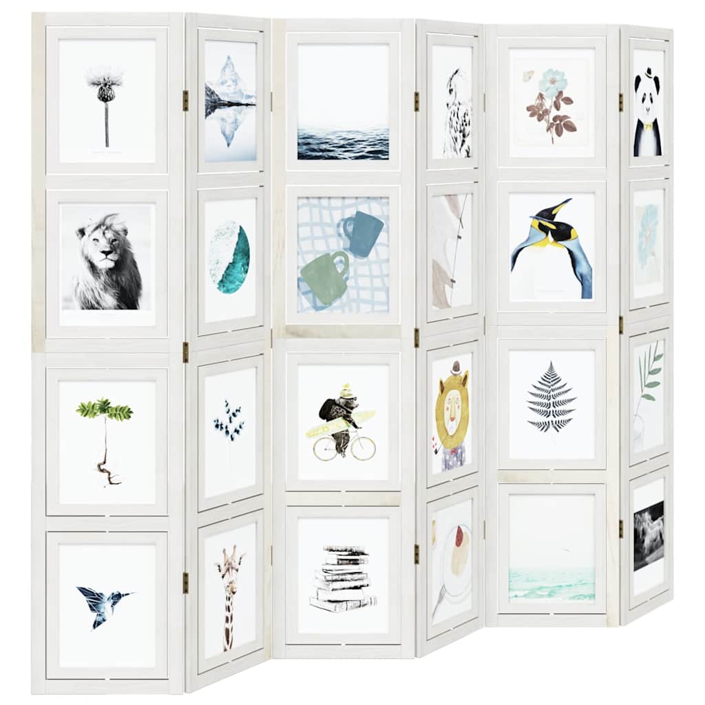 vidaXL Διαχωριστικό Χώρου με 6 Πάνελ Λευκό από Μασίφ Ξύλο Παυλώνιας