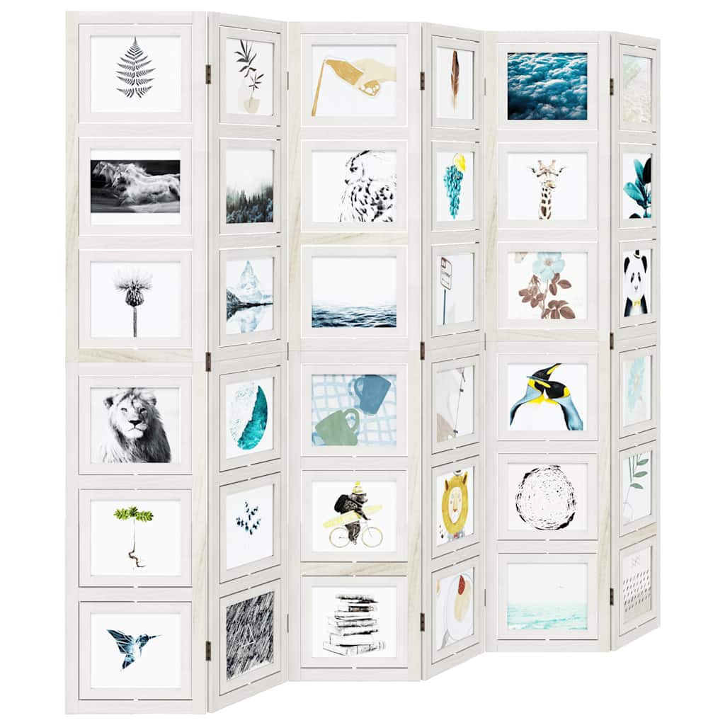 vidaXL Διαχωριστικό Χώρου με 6 Πάνελ Λευκό από Μασίφ Ξύλο Παυλώνιας