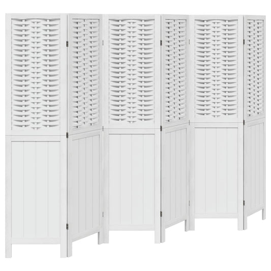 vidaXL Διαχωριστικό Χώρου με 6 Πάνελ Λευκό από Μασίφ Ξύλο Παυλώνιας
