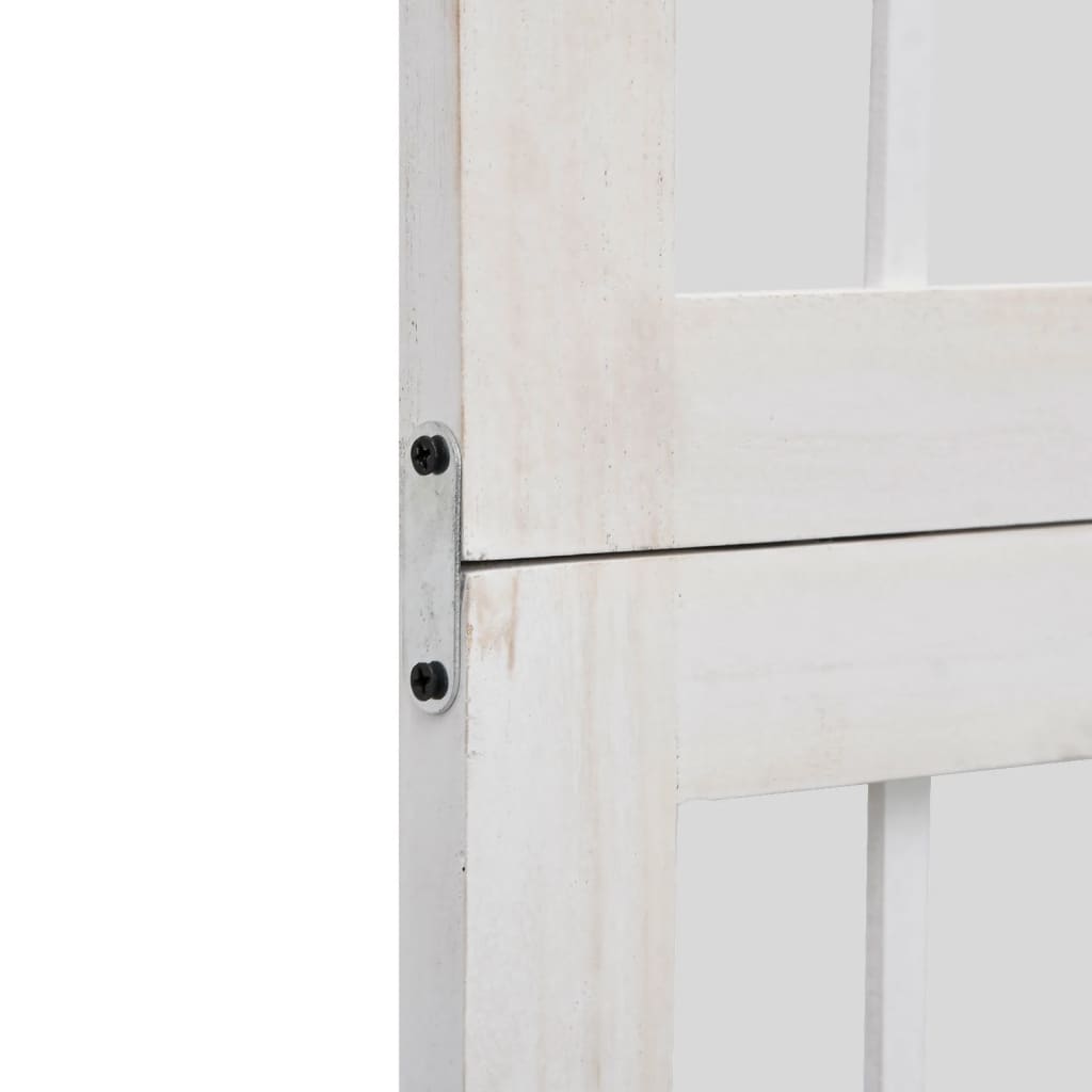 vidaXL Διαχωριστικό Χώρου με 4 Πάνελ Λευκό από Μασίφ Ξύλο Παυλώνιας