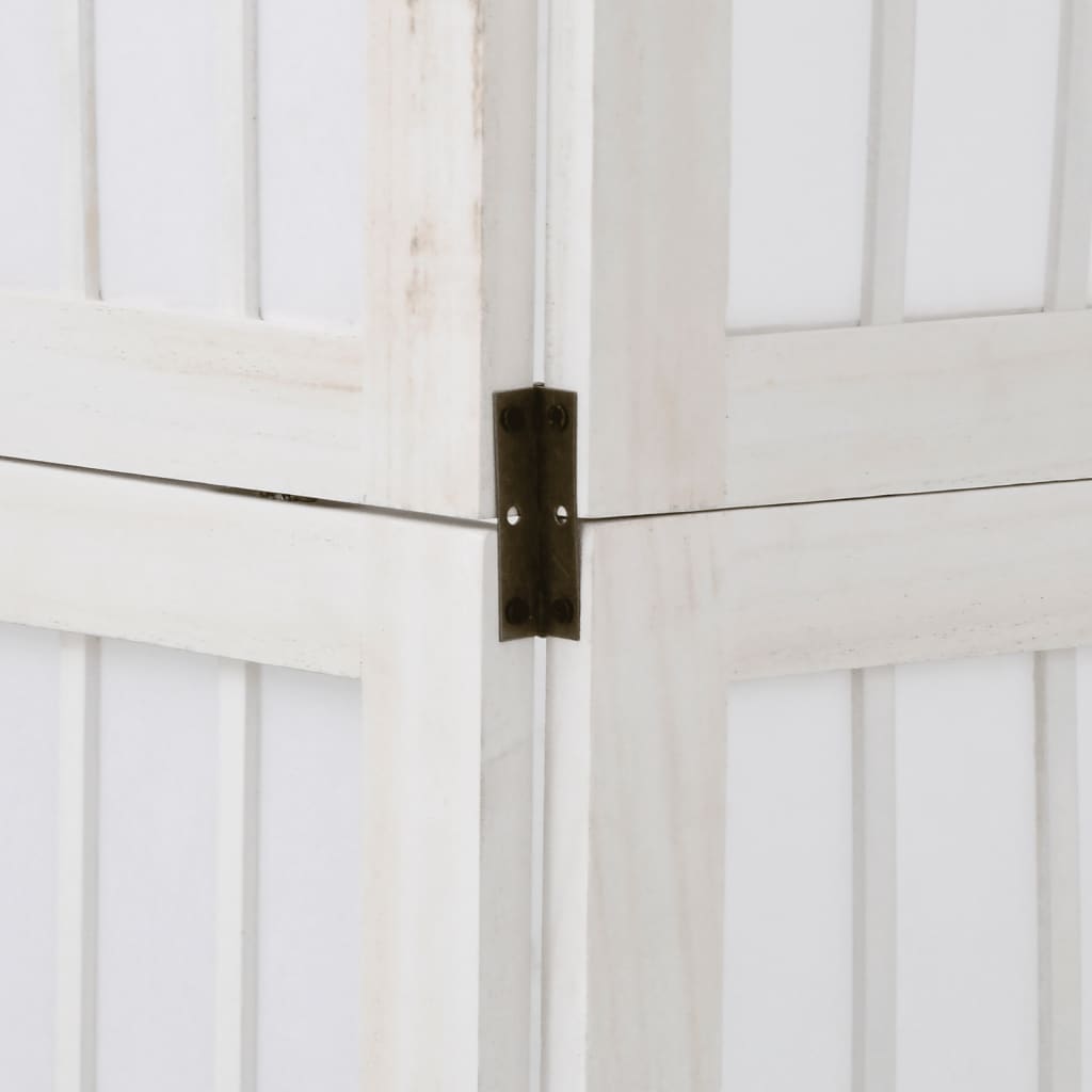 vidaXL Διαχωριστικό Χώρου με 5 Πάνελ Λευκό από Μασίφ Ξύλο Παυλώνιας