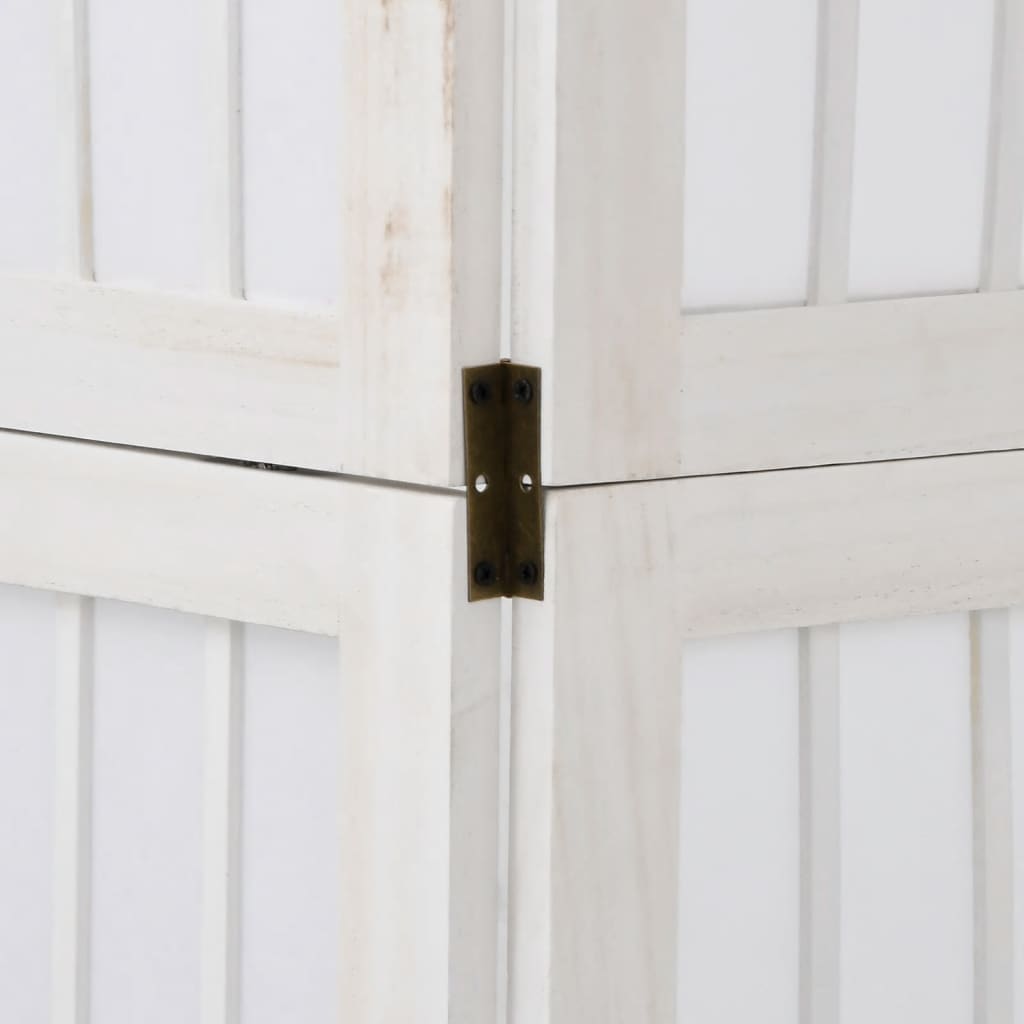 vidaXL Διαχωριστικό Χώρου με 5 Πάνελ Λευκό από Μασίφ Ξύλο Παυλώνιας