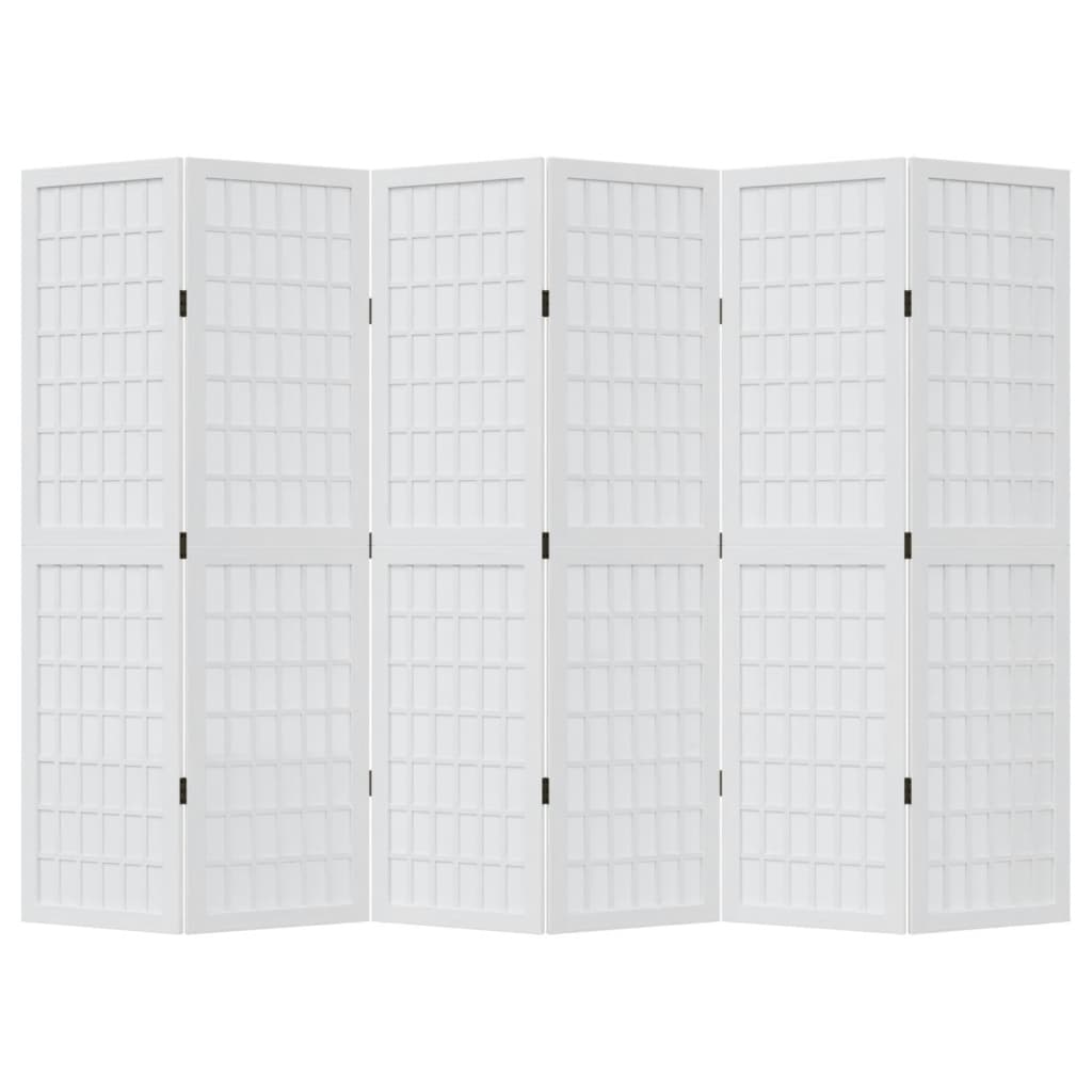 vidaXL Διαχωριστικό Χώρου με 6 Πάνελ Λευκό από Μασίφ Ξύλο Παυλώνιας