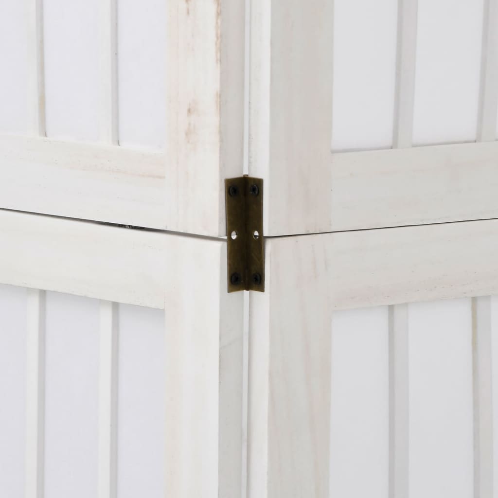 vidaXL Διαχωριστικό Χώρου με 6 Πάνελ Λευκό από Μασίφ Ξύλο Παυλώνιας