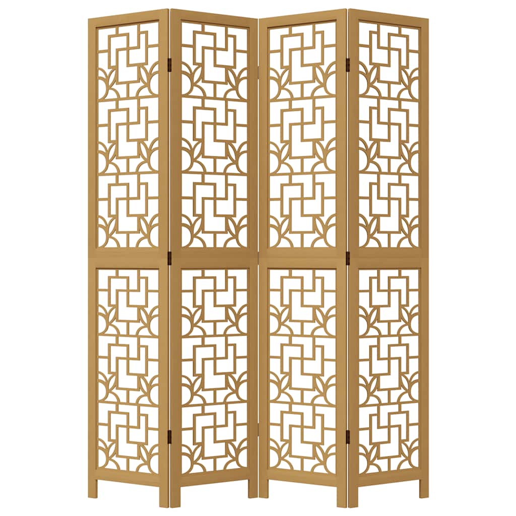 vidaXL Διαχωριστικό Χώρου με 4 Πάνελ Καφέ από Μασίφ Ξύλο Παυλώνιας