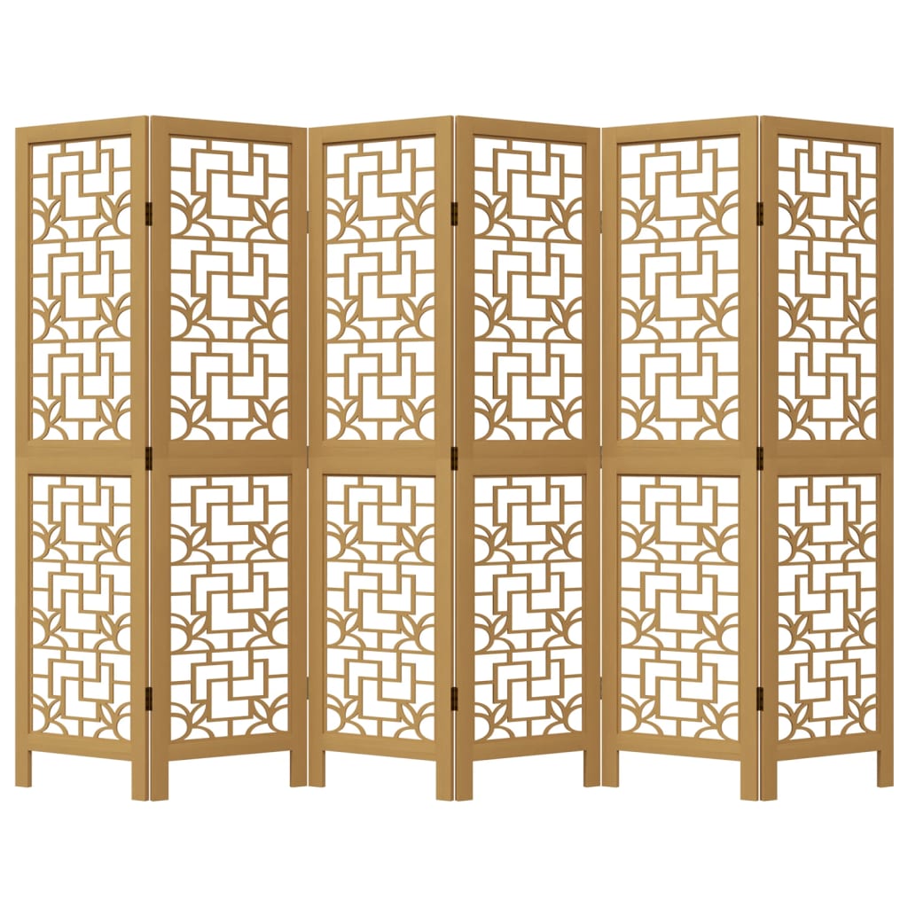 vidaXL Διαχωριστικό Χώρου με 6 Πάνελ Καφέ από Μασίφ Ξύλο Παυλώνιας